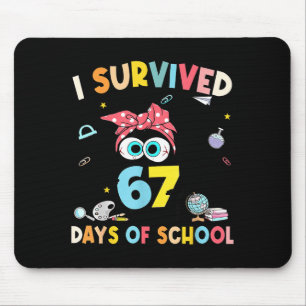 Cat I Survived 67 Days Of School Teachers Students Mouse Mat