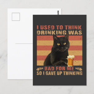 Cat I Used To Think Drink Was Bad Funny Black Cat Postcard