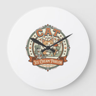 Cat Ice Cream Parlour Cat Ice Cream Parlour Cat Vi Large Clock