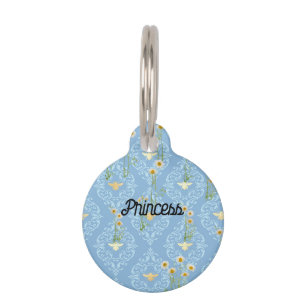 Cat ID Tag in Blue with Gold Bees
