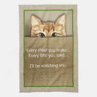 Cat I'll Be Watching You Song Parody  Tea Towel
