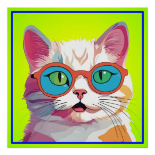Cat Illustration Clipart Poster