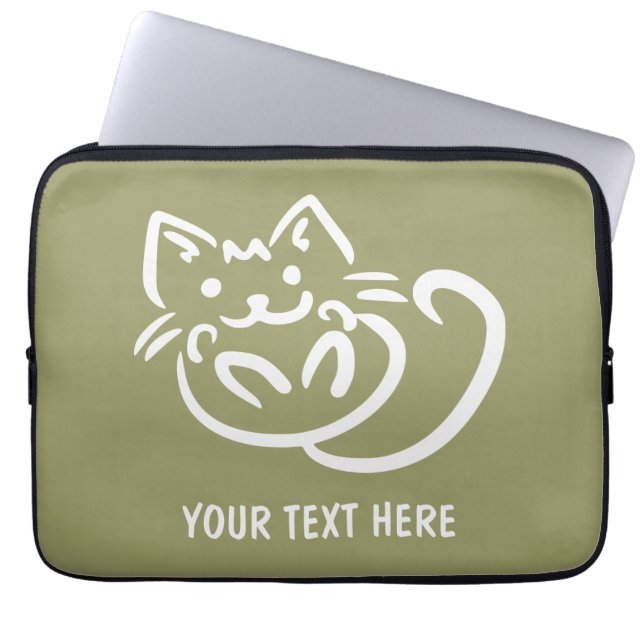 Cat Illustration custom color laptop sleeves (Front)
