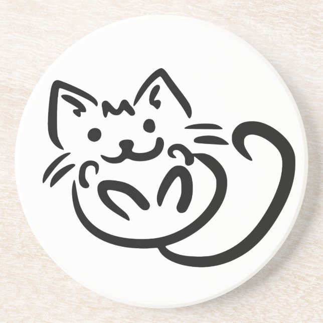 Cat Illustration custom colour coaster (Front)