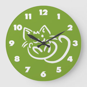Cat Illustration custom colour wall clock