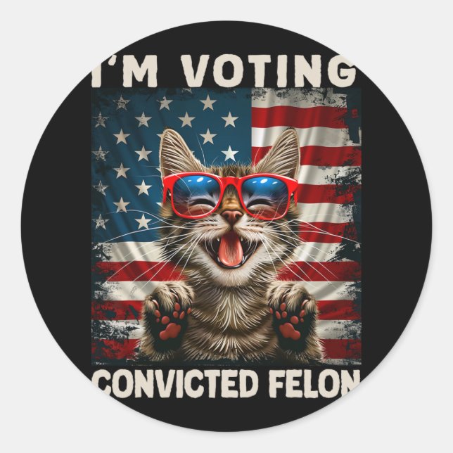 Cat I'm Voting Convicted Felon  Classic Round Sticker (Front)