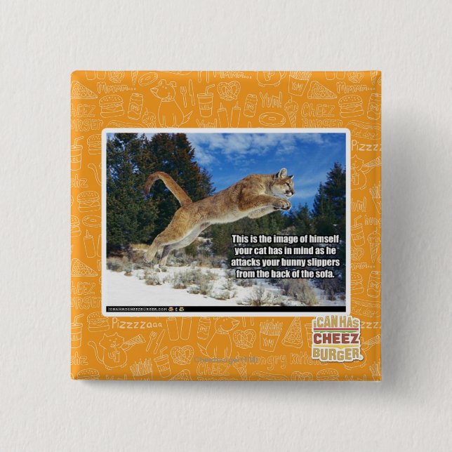 Cat image 15 cm square badge (Front)