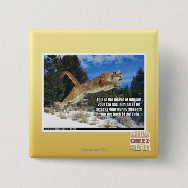 Cat image 15 cm square badge (Front)