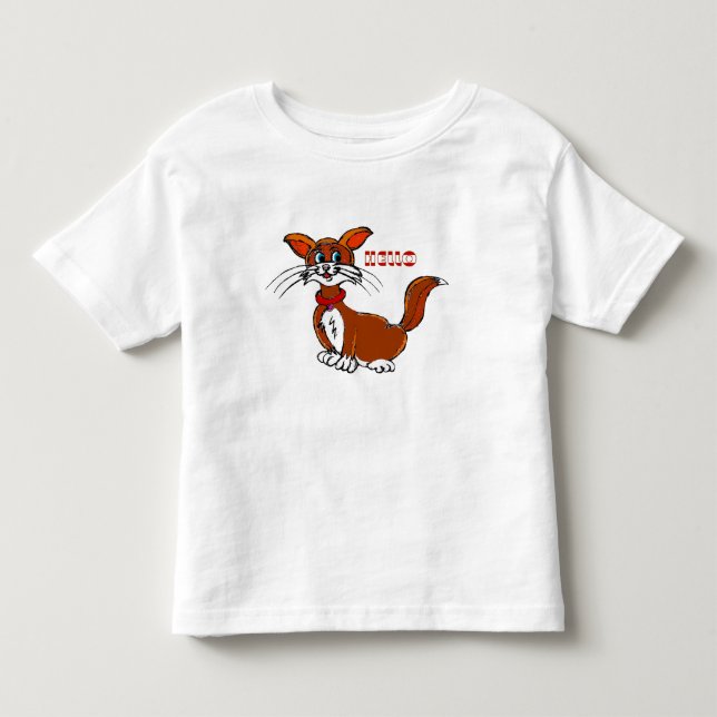 Cat Image Printed T Shirt (Front)