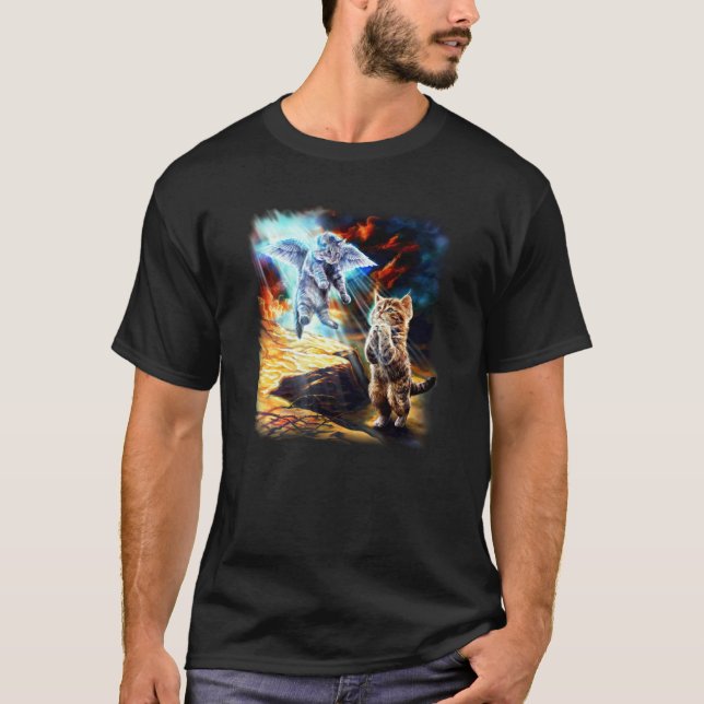 Cat Impersonate Jesus in Garden of Gethsemane Scen T-Shirt (Front)