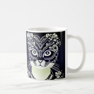 Cat in a Black and White Mardi Gras Mask Coffee Mug