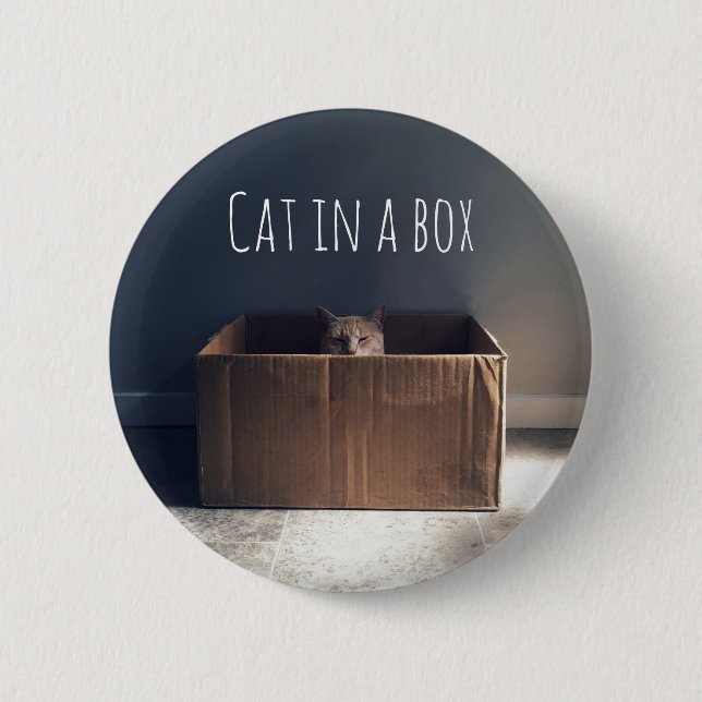 Cat in a box. The Zen cat master. 6 Cm Round Badge (Front)