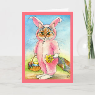 Cat in a bunny suit Easter card