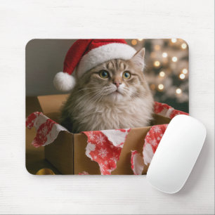 Cat In a Christmas Gift Box Mouse Mat