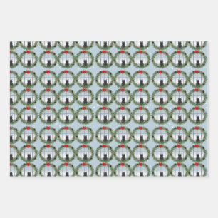 Cat In A Christmas Wreath Wrapping Paper Sheet