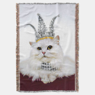 Cat in a Crown Throw Blanket