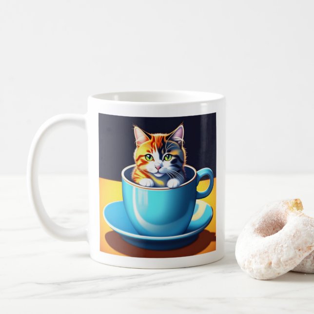cat in a cup full colour (With Donut)