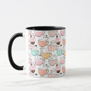 Cat in a cup pattern design 01 w
