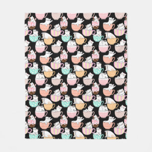 Cat in a cup pattern design 01 w fleece blanket