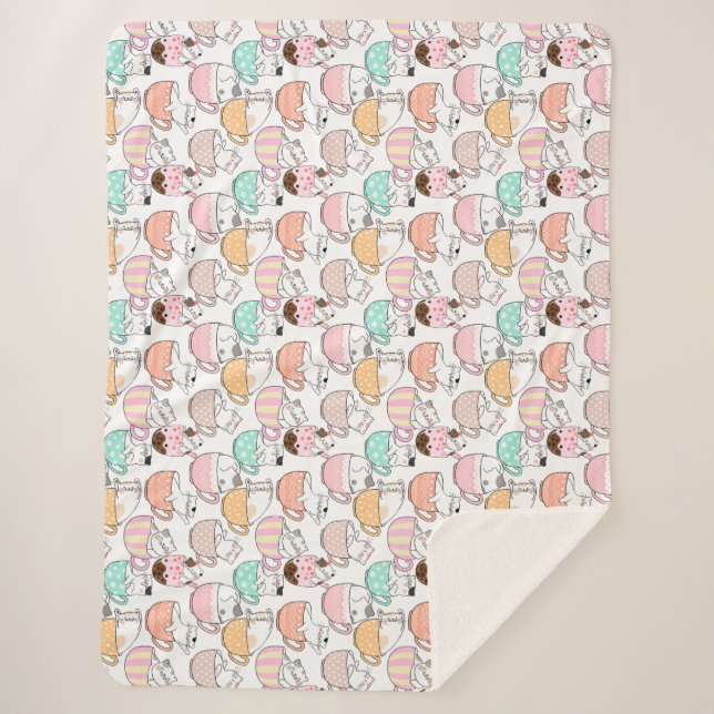 Cat in a cup pattern design 01 w sherpa blanket (Front)