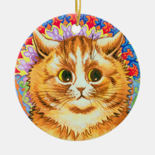 Cat in a Decorative Pattern, Louis Wain Ceramic Tree Decoration
