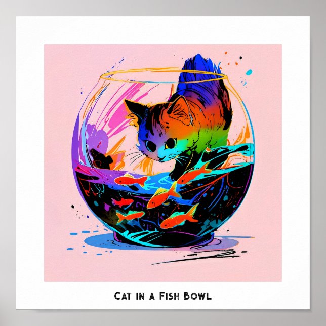 Cat in a fish bowl poster (Front)