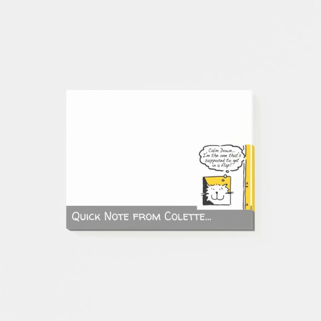 Cat in a Flap Design with Cartoon Cat Post-it Notes (Front)