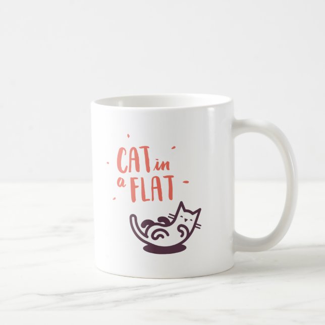 Cat in a Flat Coffee Mug (Right)