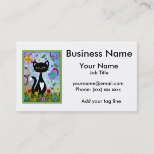 Cat In A Garden Abstract Art  Personalised Business Card