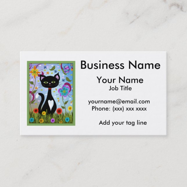 Cat In A Garden Abstract Art  Personalised Business Card (Front)