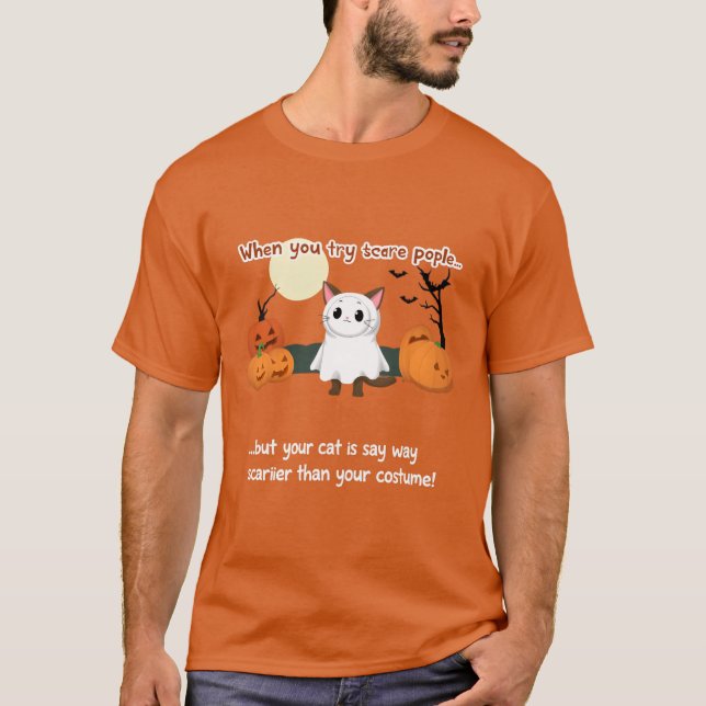  Cat in a Ghost Costume T-Shirt (Front)