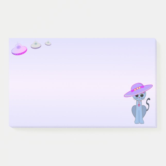 Cat in a Hat & Flying Saucers Post-it Notes (Front)