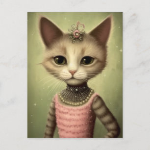 Cat in a Pink Dress Postcard