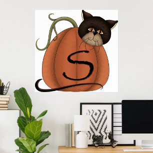 Cat In A Pumpkin Poster