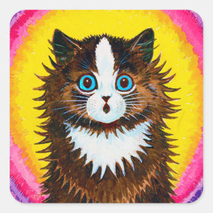 Cat in a Rainbow, Louis Wain Square Sticker