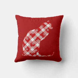 Cat in a Red Buffalo Plaid Christmas Pattern  Cushion