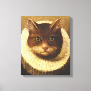 Cat In A Ruff Cute Victorian Art Vintage Painting Canvas Print
