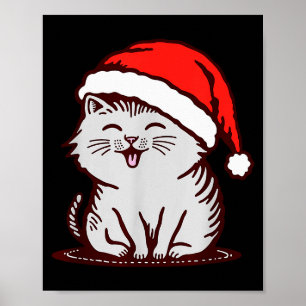 Cat In A Santa Hat Poster