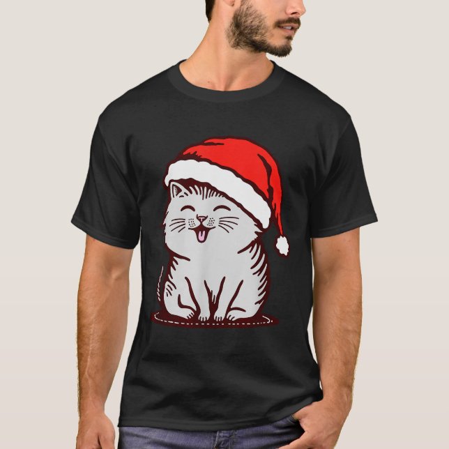 Cat In A Santa Hat  T-Shirt (Front)