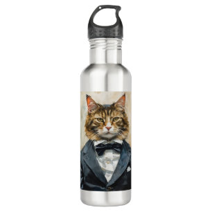 Cat in a Suit 710 Ml Water Bottle