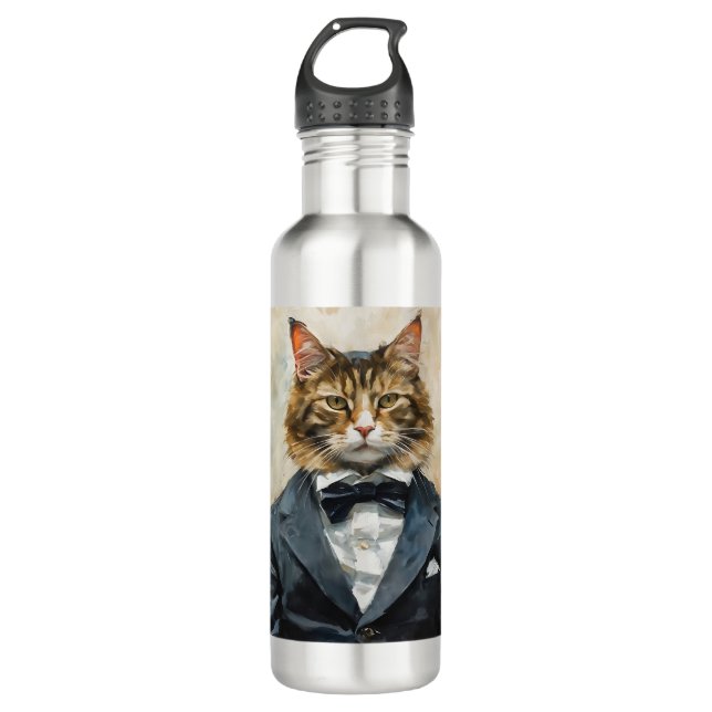 Cat in a Suit 710 Ml Water Bottle (Front)