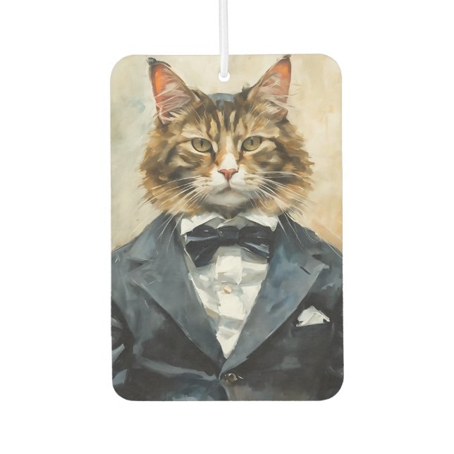 Cat in a Suit Car Air Freshener (Front)