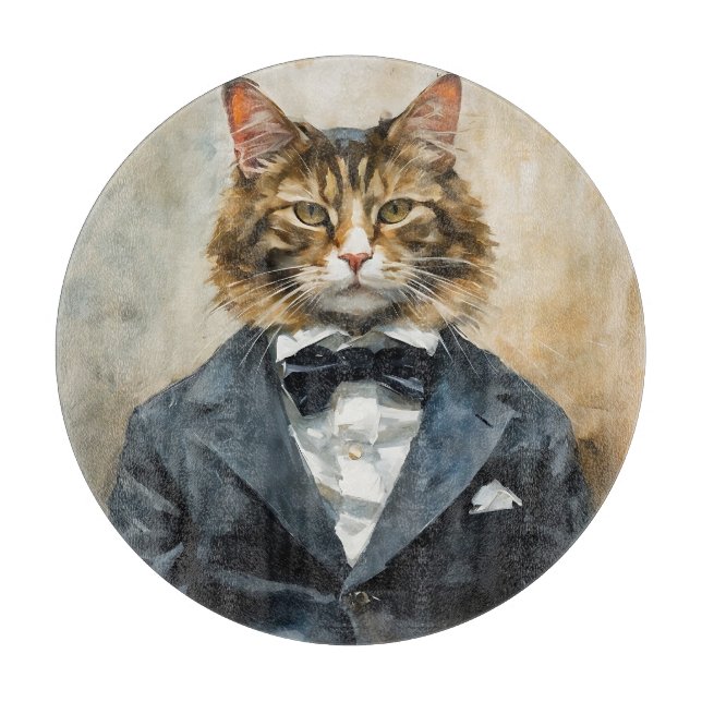 Cat in a Suit Cutting Board (Front)