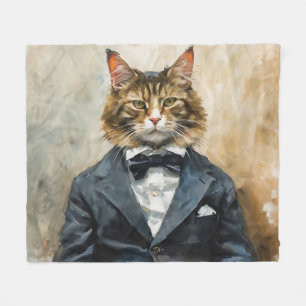 Cat in a Suit Fleece Blanket