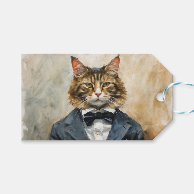 Cat in a Suit Gift Tags (Front (Horizontal))