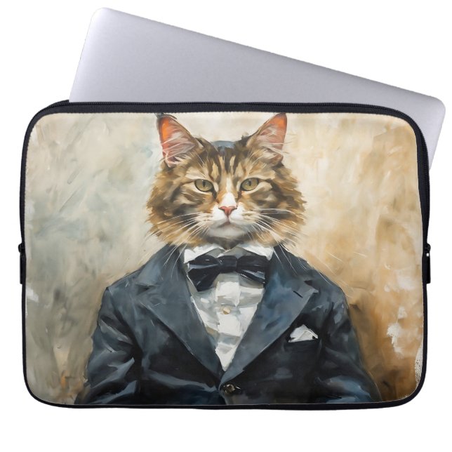 Cat in a Suit Laptop Sleeve (Front)