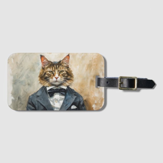 Cat in a Suit Luggage Tag (Front Horizontal)