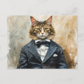 Cat in a Suit Postcard