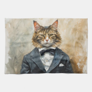 Cat in a Suit Tea Towel