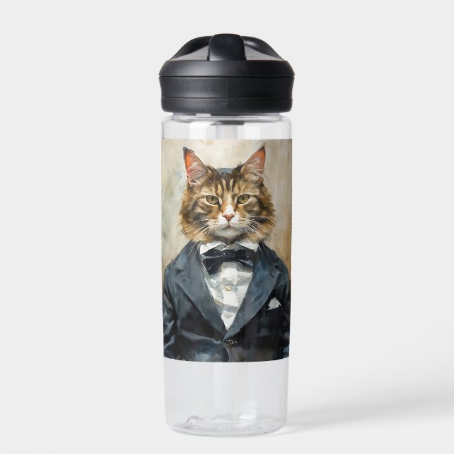 Cat in a Suit Water Bottle (Front)
